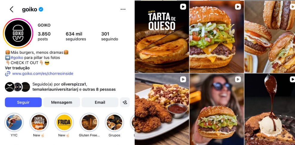 Perfil da Goiko no Instagram