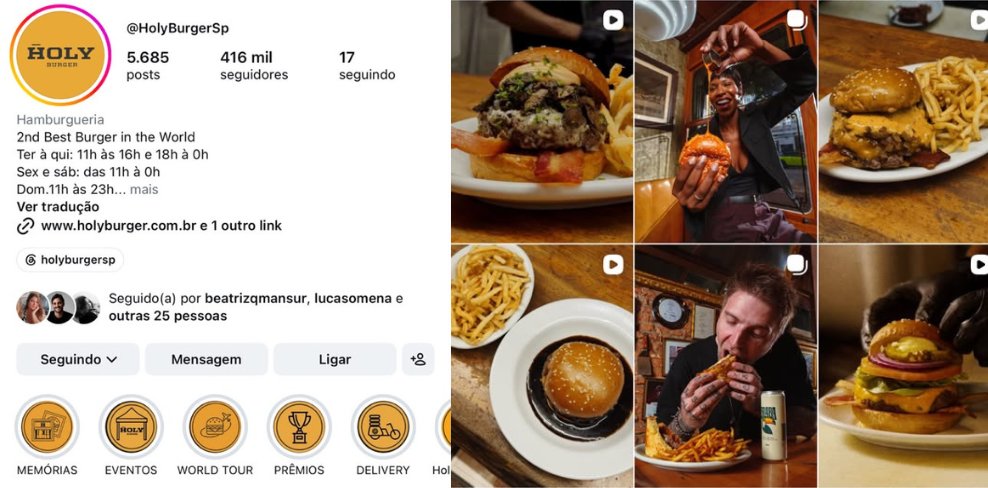 Perfil da Holy Burger no Instagram