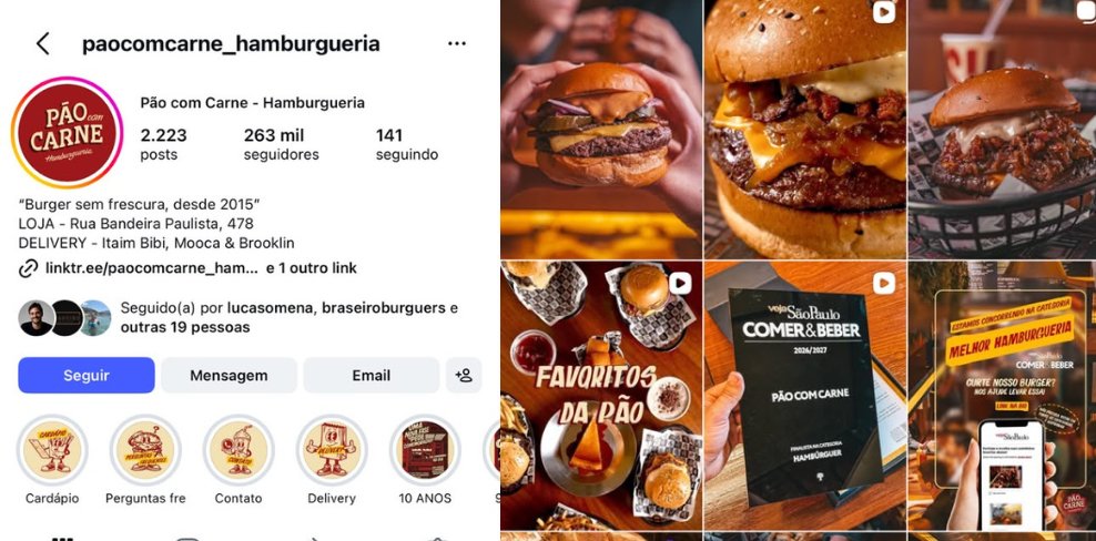 Perfil do P&atilde;o com Carne no Instagram