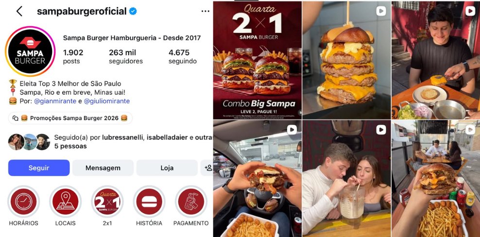 Perfil do Sampa Burger no Instagram
