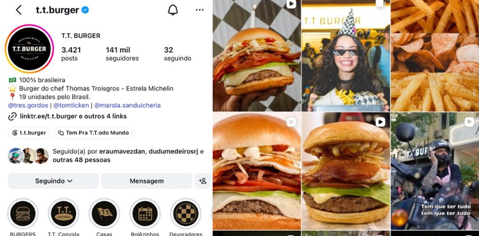 Perfil do T.T. Burger no Instagram